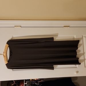 Olive green fit and flare dress, with flared sleeves